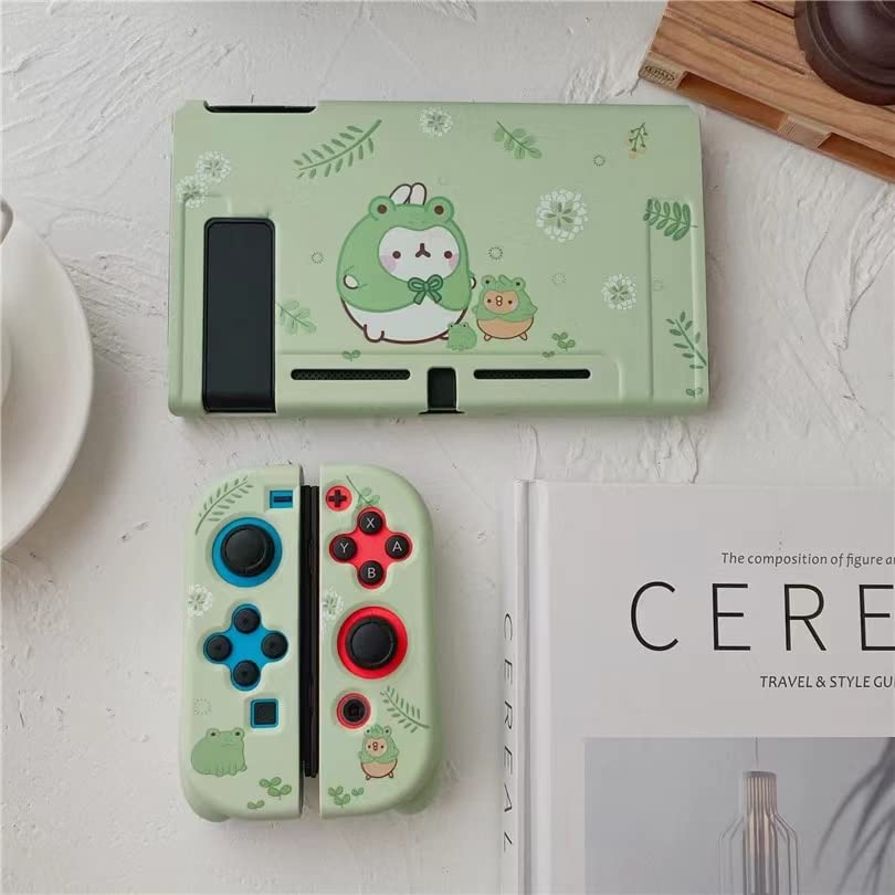 ENFILY Cute Frog Rabbit Case Compatible with Nintendo Switch, Dockable Case Cover, Ergonomic Soft TPU Grip Case for Joycon, Sparkle Skin Set