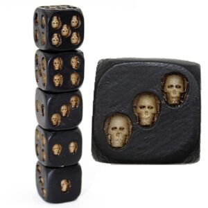 linglucky 5pcs six-sided skull dice ,grinning skull deluxe devil poker dice, halloween party dice tower for board games, activity, casino theme, party favors (5 pcs), 18x18x18mm (yx-0013)