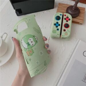 ENFILY Cute Frog Rabbit Case Compatible with Nintendo Switch, Dockable Case Cover, Ergonomic Soft TPU Grip Case for Joycon, Sparkle Skin Set