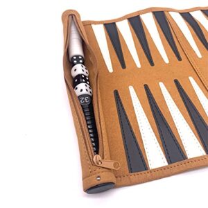 Leather Roll-Up Travel Backgammon Games, Foldable Board Games, Portable Lightweight Travel Backgammon Game Set