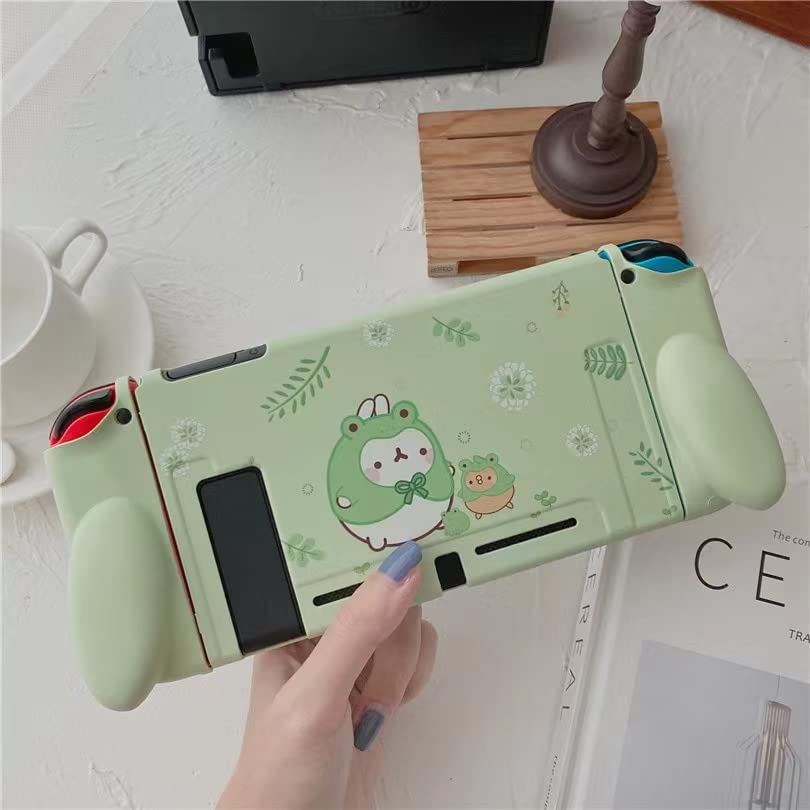 ENFILY Cute Frog Rabbit Case Compatible with Nintendo Switch, Dockable Case Cover, Ergonomic Soft TPU Grip Case for Joycon, Sparkle Skin Set