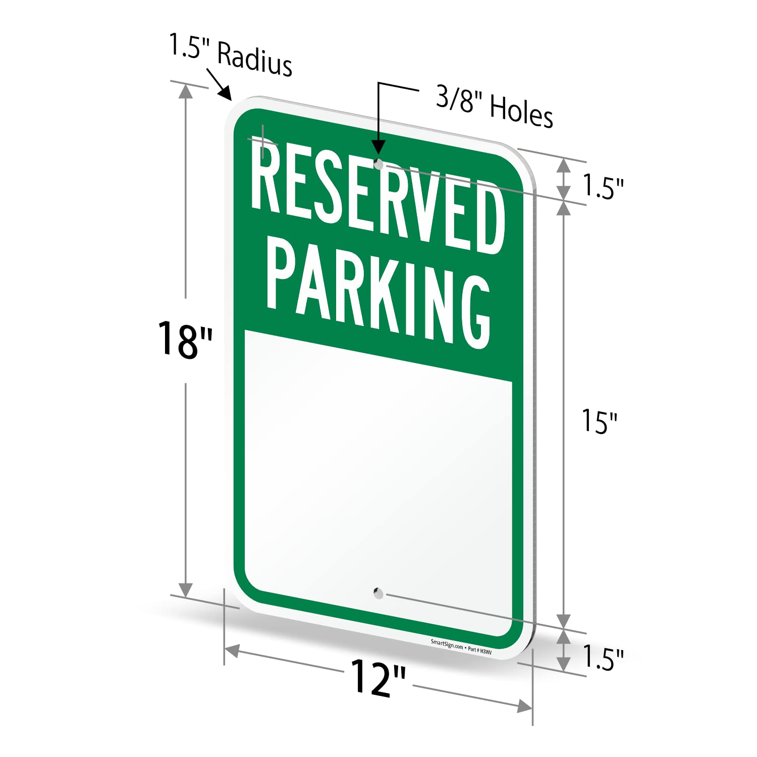 SmartSign Blank Reserved Parking Sign - 2 Pack Write-On Sign, 18 x 12 inch, 2mm Thick Aluminum Composite, Green and White, Made in USA