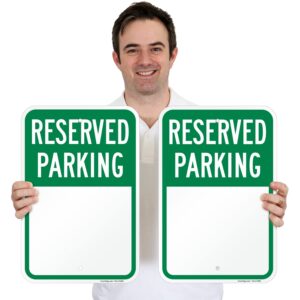 SmartSign Blank Reserved Parking Sign - 2 Pack Write-On Sign, 18 x 12 inch, 2mm Thick Aluminum Composite, Green and White, Made in USA