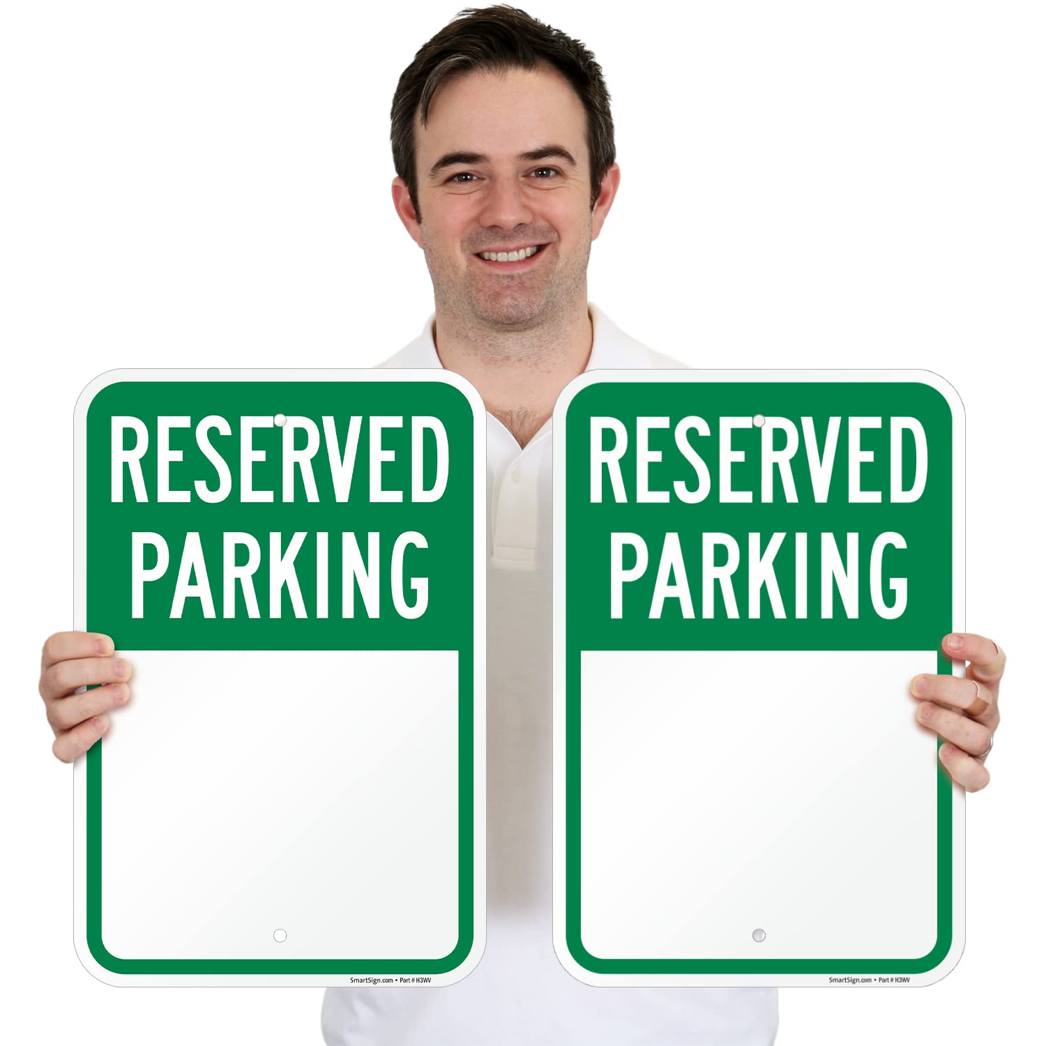 SmartSign Blank Reserved Parking Sign - 2 Pack Write-On Sign, 18 x 12 inch, 2mm Thick Aluminum Composite, Green and White, Made in USA