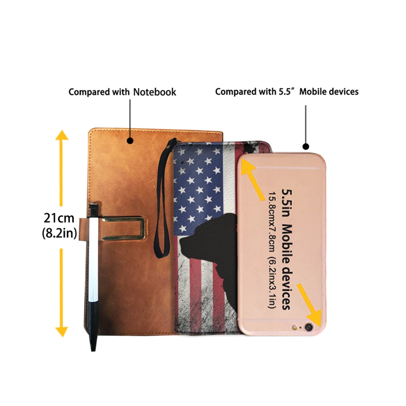 Women Wallet American Pit Bull Terrier USA Flag Printed Zip Around Wallet Clutch Purse Wristlet Wallet Leather Credit Card Holder Ladies Wallet Multicolor One Size