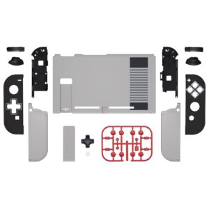 eXtremeRate Dpad Version Custom Full Set Shell for Nintendo Switch, Soft Touch Replacement Console Back Plate, NS Joycon Handheld Controller Housing & Buttons for Nintendo Switch - Classics NES Style