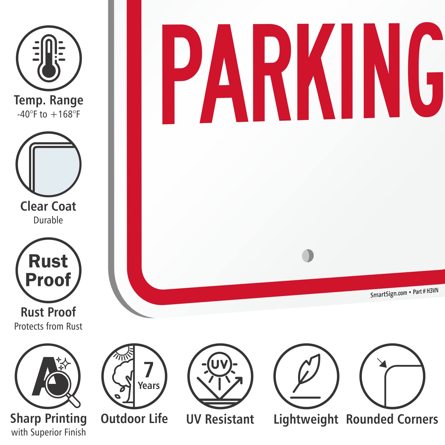 SmartSign No Parking Sign - Pack of 2, 18 x 12 inch, 2mm Aluminum Composite, Pre-Drilled Holes, Made in USA, Red and White