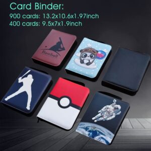 Baseball Card Binder Trading Card Albums: Fits 400 Cards with 50 Removable Sleeves Sports Games Card Protector Holder Blue