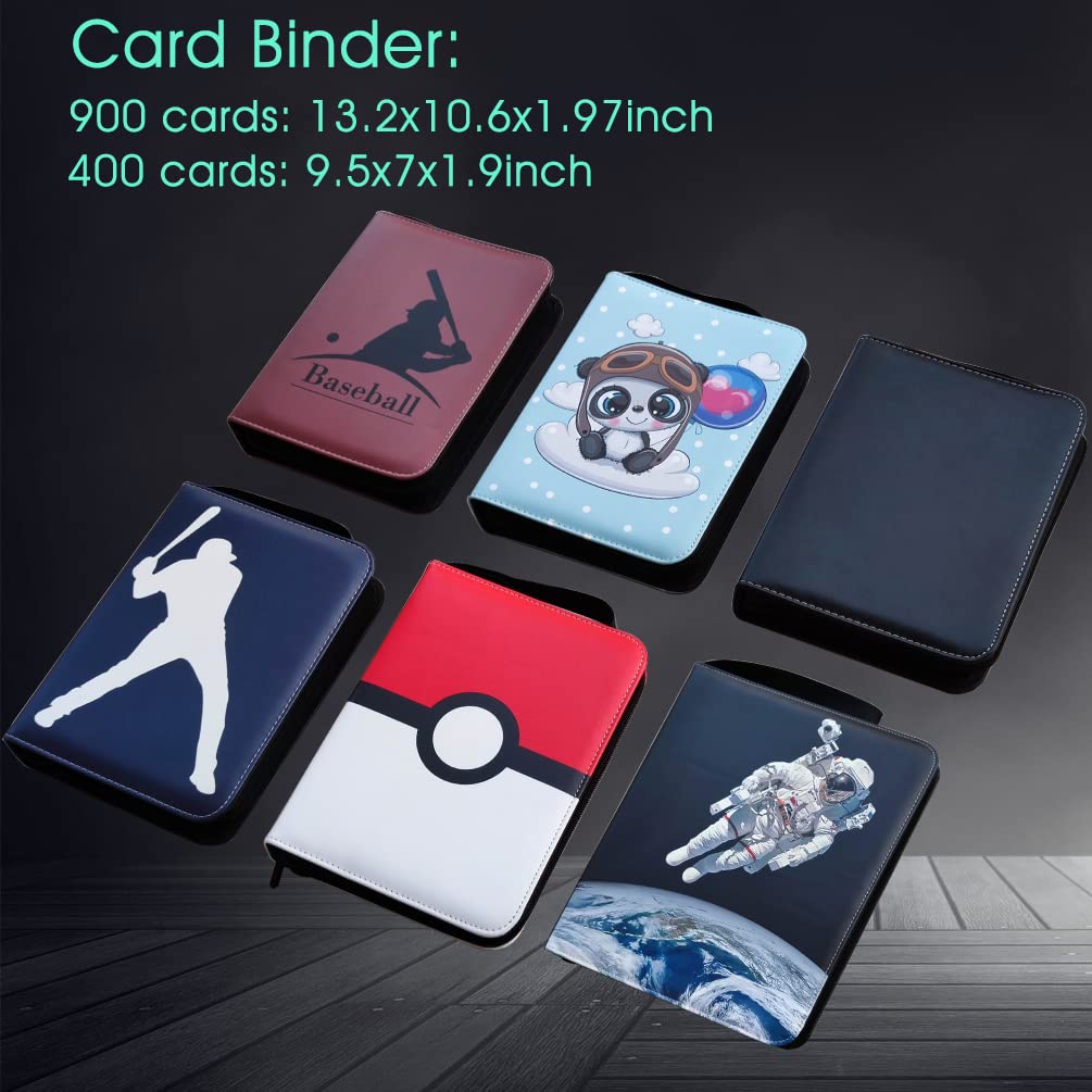 Baseball Card Binder Trading Card Albums: Fits 400 Cards with 50 Removable Sleeves Sports Games Card Protector Holder Blue