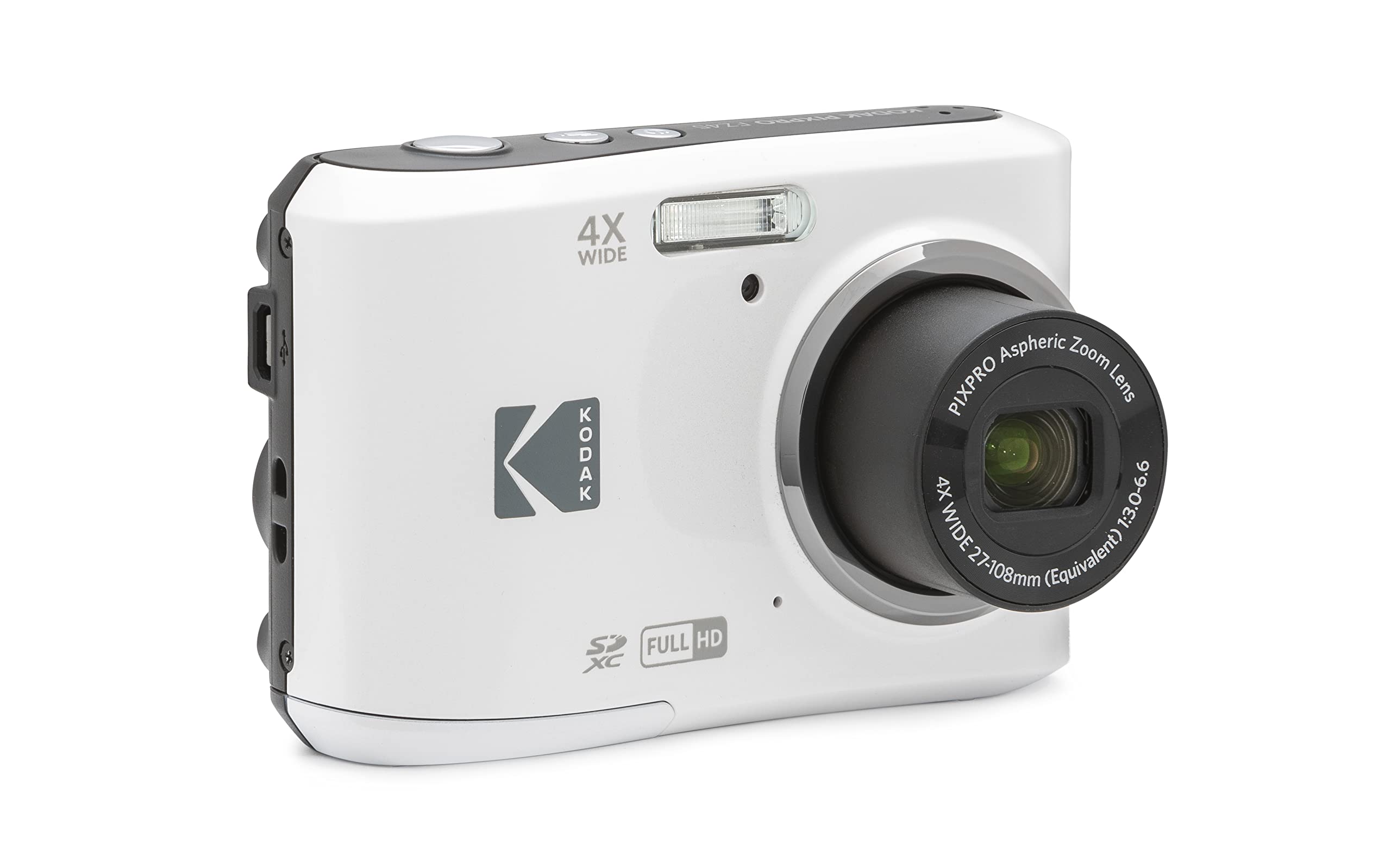 Kodak PIXPRO FZ45 Digital Camera + Black Point & Shoot Camera Case + Transcend 64GB SD Memory Card + Tri-fold Memory Card Wallet + Hi-Speed SD USB Card Reader + More! (White)