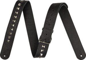 jackson metal stud leather strap, black, 2.5in