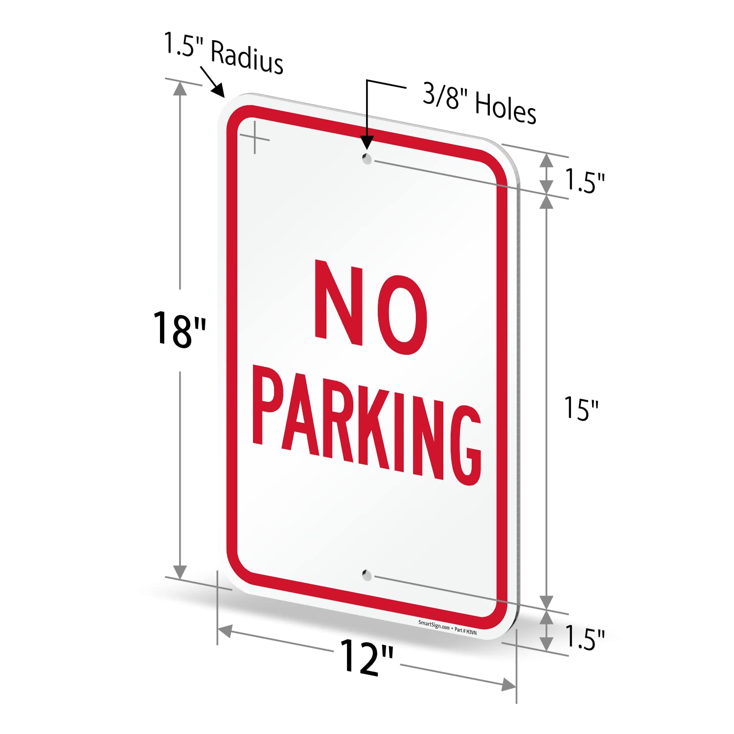 SmartSign No Parking Sign - Pack of 2, 18 x 12 inch, 2mm Aluminum Composite, Pre-Drilled Holes, Made in USA, Red and White