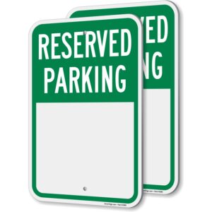 smartsign blank reserved parking sign - 2 pack write-on sign, 18 x 12 inch, 2mm thick aluminum composite, green and white, made in usa