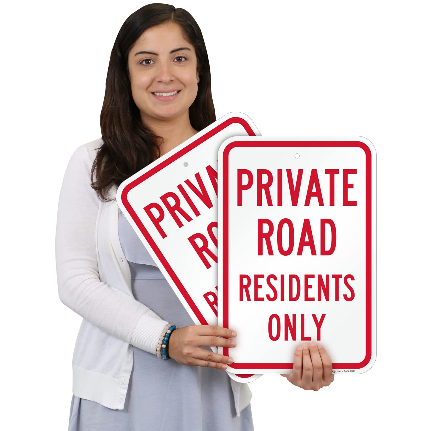 SmartSign 2-Pack Private Road Residents Only Sign - 18 x 12 inch, 2mm Aluminum Composite, Pre-Drilled Holes, Red and White, Made in USA