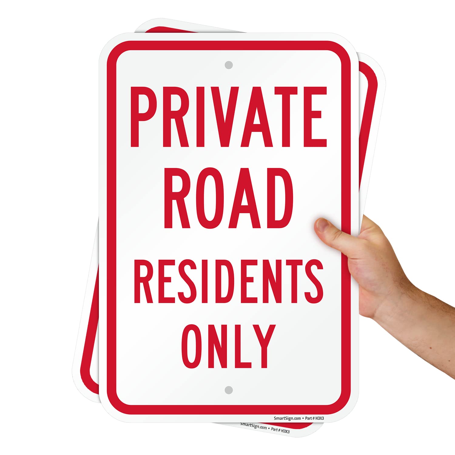 SmartSign 2-Pack Private Road Residents Only Sign - 18 x 12 inch, 2mm Aluminum Composite, Pre-Drilled Holes, Red and White, Made in USA