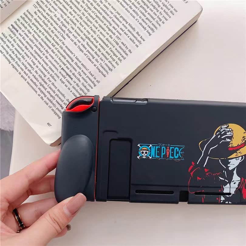 ENFILY Cute One Piece Luffy Case Compatible with Nintendo Switch, Dockable Case Cover, Ergonomic Soft TPU Grip Case for Joycon, Sparkle Skin Set