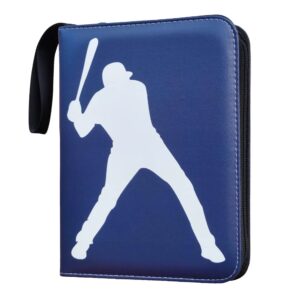 Baseball Card Binder Trading Card Albums: Fits 400 Cards with 50 Removable Sleeves Sports Games Card Protector Holder Blue