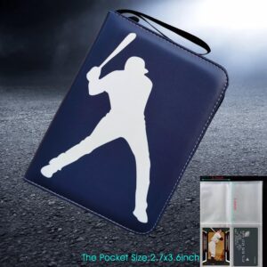 Baseball Card Binder Trading Card Albums: Fits 400 Cards with 50 Removable Sleeves Sports Games Card Protector Holder Blue