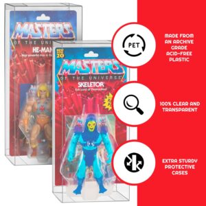 EVORETRO Action Figure Display Case Compatible with Masters of The Universe (Motu) Origins Carded 5.5 inch Action Figure, Thick Sturdy Acid-Free Clear PET Protector, Will Last a Lifetime 10 Pack