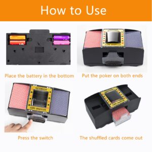 BEAIMUXI Card Shuffler 2 Deck, Automatic Card Shuffler Playing Card Shuffler Electric Battery Operated Poker for Playing Card, Family Party Poker, UNO, Phase 10