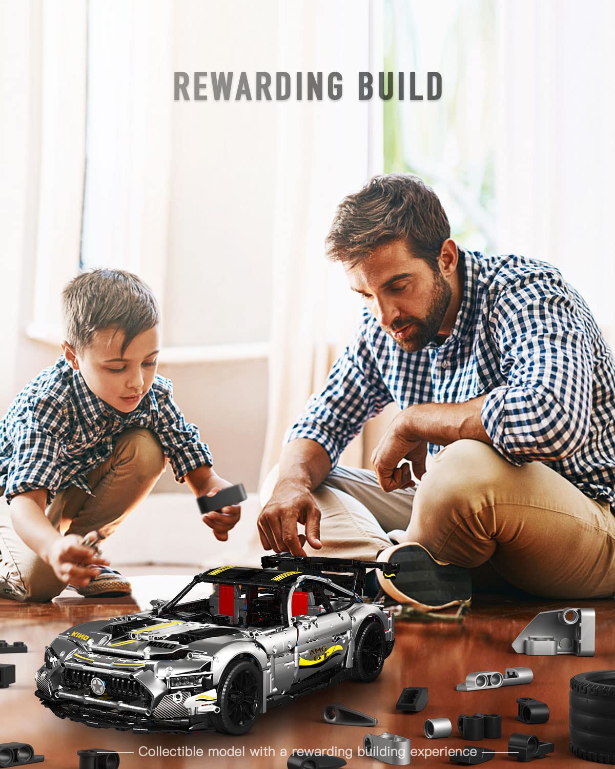 Mould King AMG GTR Sports Racing Car Building Sets Toy, 13126 Building Blocks Technic Car Technology Sports Car Model, 1:8 Adult Collectible Car Building Kits for Fans Adult Teens(2872 Pieces)