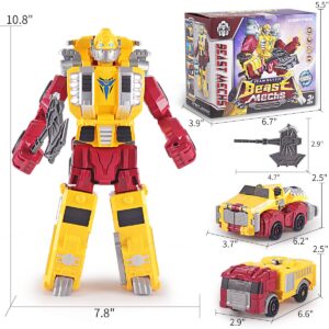 Car Toy for 3 4 5 6 7 Year Boy, Kids Construction Truck Vehicles Robot, Transform into Big Rescue Bot, Magnetic STEM Building Action Figure for Toddlers, Holiday Birthday Gift for Girl (Yellow)