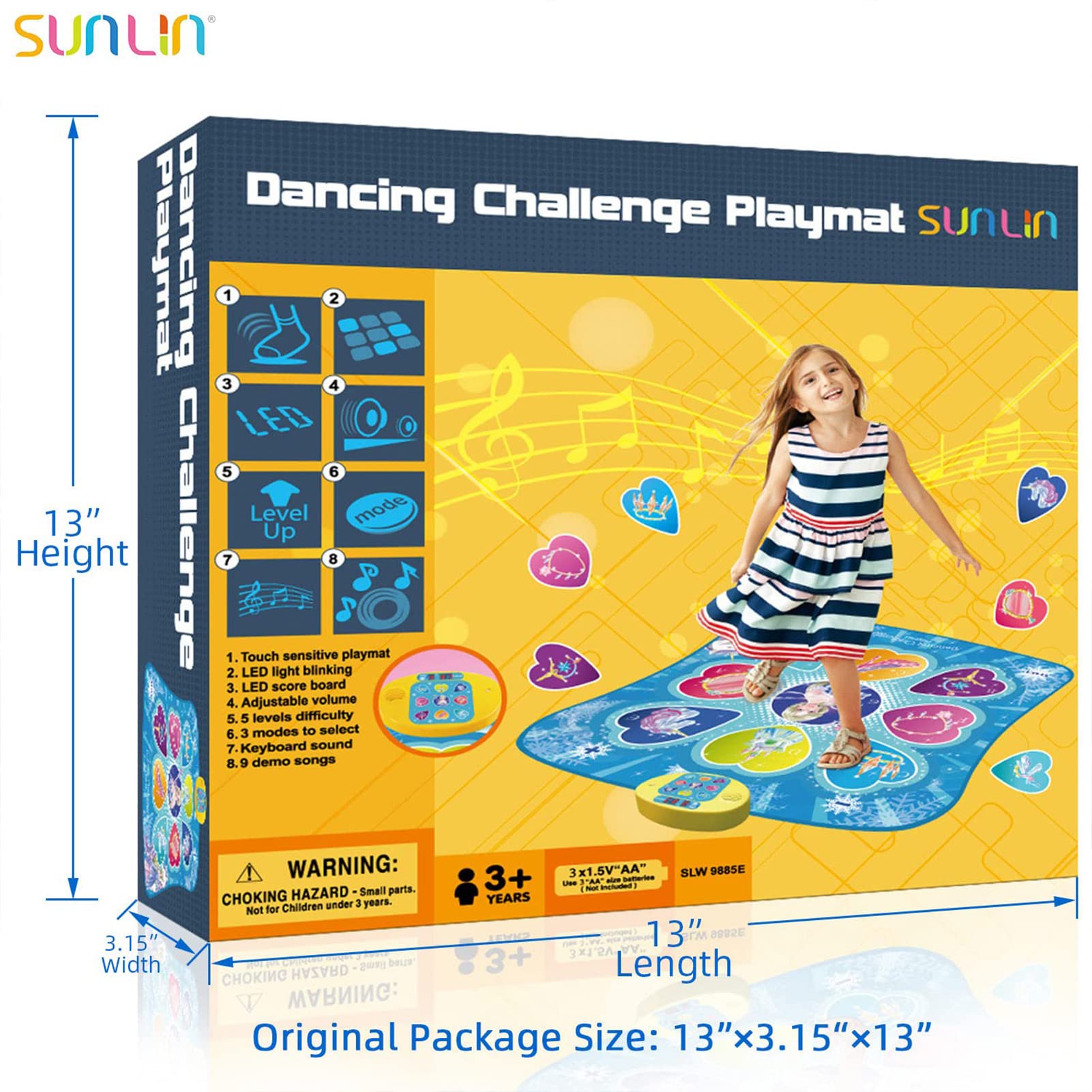 SUNLIN Dance Mat, Gifts Toys for Girls 3 4 5 6 7 8 Years Old, Frozen Theme Toys, Dance Pad with 7 Game Modes, 5 Challenge Levels, 9 Built-in Music, Birthday Gifts for Kids Ages 3-12