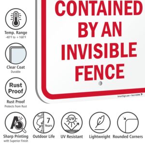 SmartSign Dog Contained By Invisible Fence Sign - 2 Pack, Beware Of Dog Sign, 18 x 12 inch, 2mm Aluminum Composite, Red and White, Made in USA