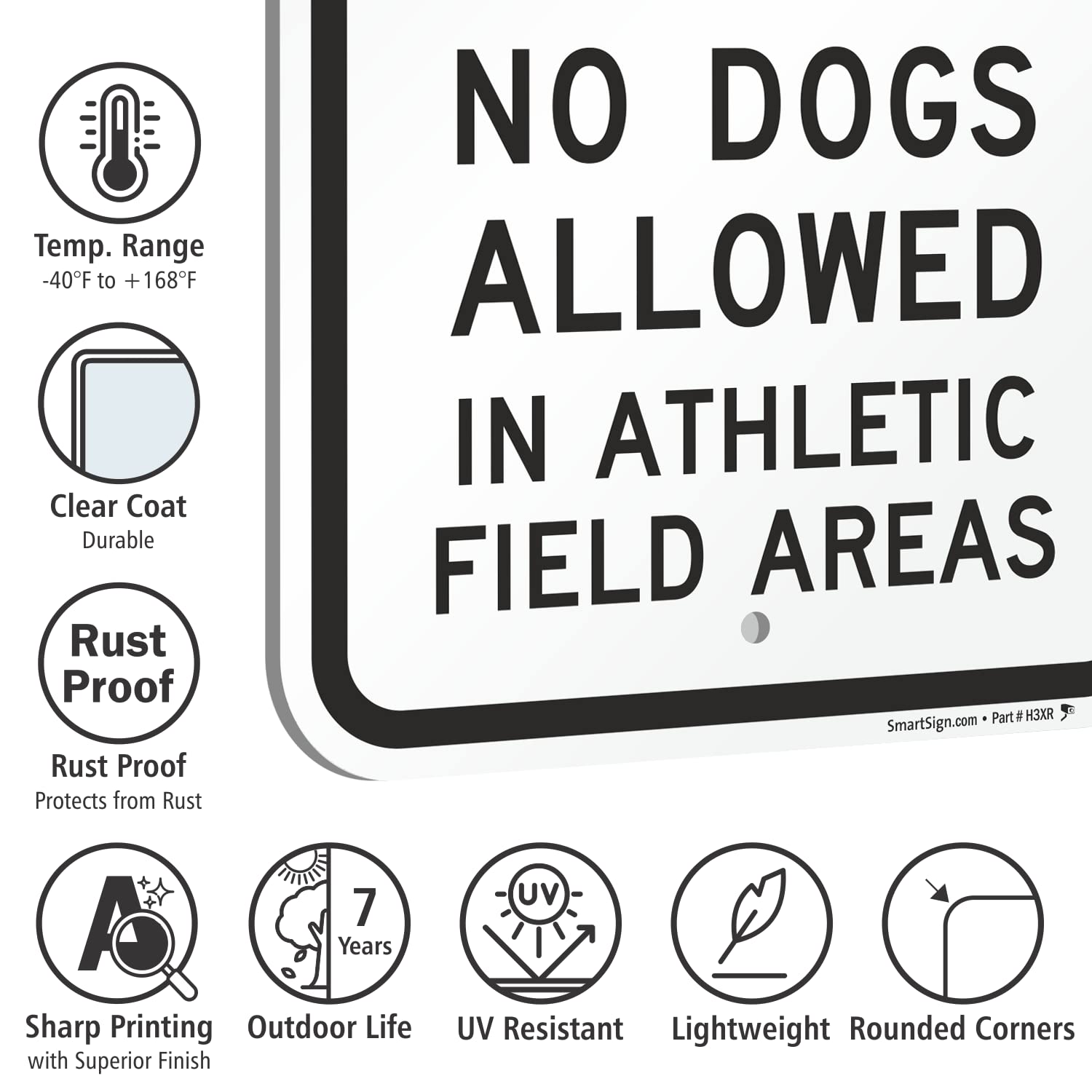 SmartSign No Dogs Allowed in Athletic Field Areas Sign - 2 Pack, 18 x 12 inch, 2mm Thick Aluminum Composite, Red/Black on White, Made in USA