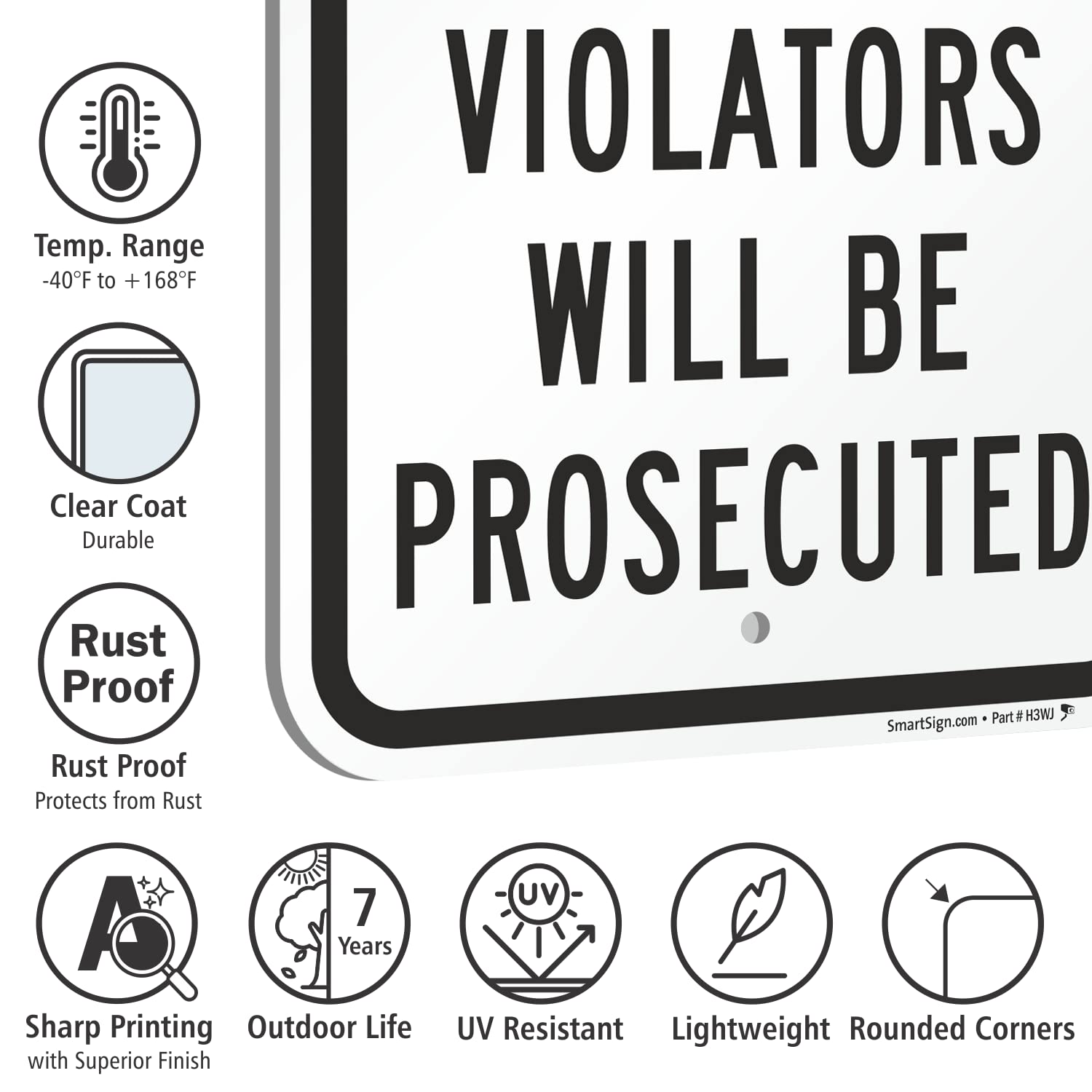 SmartSign No Dumping Violators Will Be Prosecuted Sign - 2 Pack, 18 x 12 inch, 2mm Aluminum Composite, Pre-Drilled Holes, Black and White, Made in USA