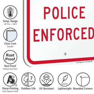 SmartSign No Loitering Police Enforced Sign - 2 Pack, 18 x 12 inch, 2mm Thick Aluminum Composite, Pre-Drilled Holes, Red and White, Made in USA