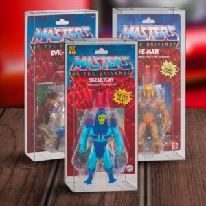 EVORETRO Action Figure Display Case Compatible with Masters of The Universe (Motu) Origins Carded 5.5 inch Action Figure, Thick Sturdy Acid-Free Clear PET Protector, Will Last a Lifetime 10 Pack