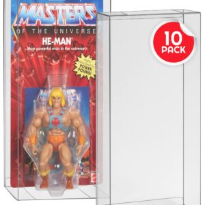 EVORETRO Action Figure Display Case Compatible with Masters of The Universe (Motu) Origins Carded 5.5 inch Action Figure, Thick Sturdy Acid-Free Clear PET Protector, Will Last a Lifetime 10 Pack