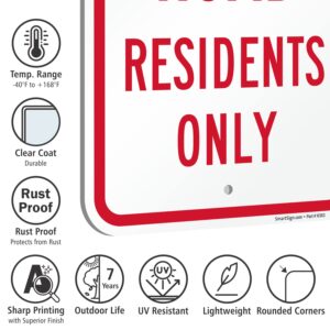 SmartSign 2-Pack Private Road Residents Only Sign - 18 x 12 inch, 2mm Aluminum Composite, Pre-Drilled Holes, Red and White, Made in USA