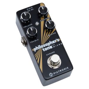 Pigtronix Philospher's Tone Optical Compressor Pedal - Bundle with Instrument Cable, 2 Patch Cables, and 6 Dunlop Picks