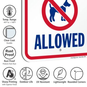 SmartSign Attention No Dogs Allowed Sign - 2 Pack, 18 x 12 inch, 2mm Aluminum Composite, Pre-Drilled Holes, Blue/Red on White, Made in USA