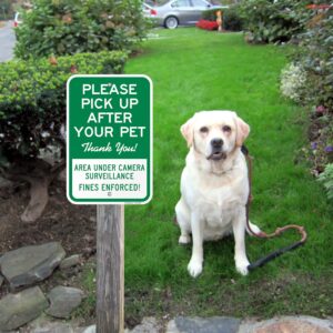 SmartSign Please Pick Up After Your Pet Sign - 2 Pack, Area Under Surveillance Sign, 18 x 12 inch, 2mm Thick Aluminum Composite, Green and White, Made in USA