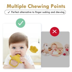 Baby Wrist Teether, Teething Mittens Toys for Babies, Santi & Me Silicone Baby Chew Teether Toys for Sucking Needs, Fun Bird Design, Never Drop from Hand, Pack of 2 (Mango)