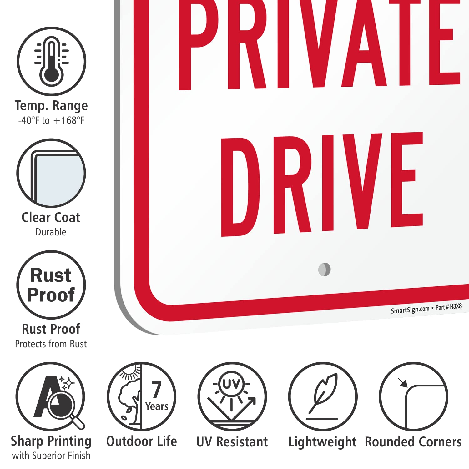 SmartSign No Trespassing Private Drive Sign - 2 Pack, 18 x 12 inch, 2mm Aluminum Composite, Pre-Drilled Holes, Red and White, Made in USA