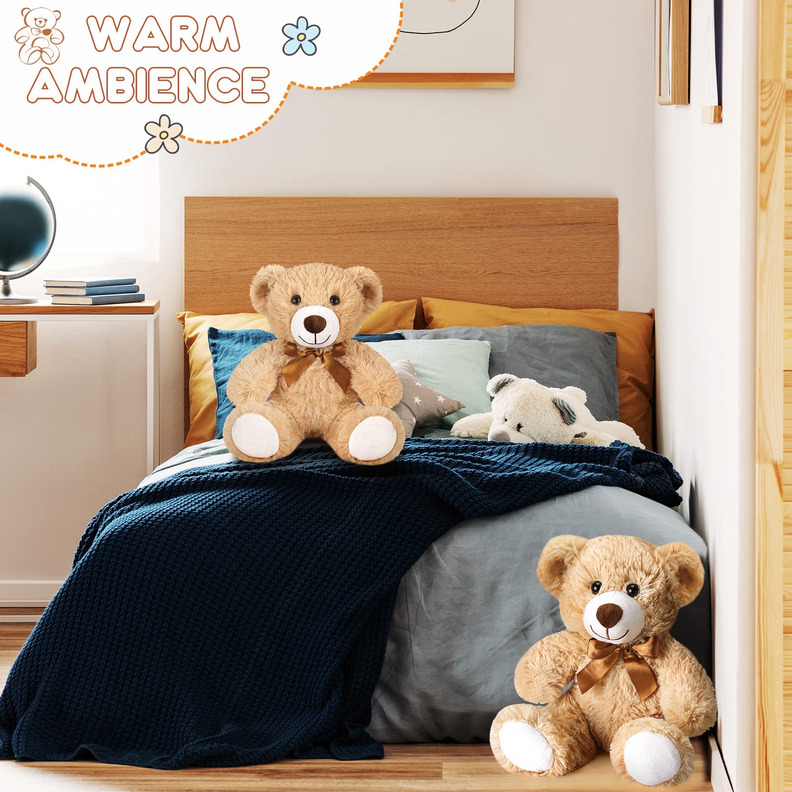 Zhanmai 18 Pcs 14 Inch Bears Stuffed Animal 2024 Graduation Gifts Bulk Plush Bear Toys for Birthday Baby Shower Party Favor(Light Brown)