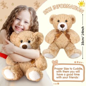 Zhanmai 18 Pcs 14 Inch Bears Stuffed Animal 2024 Graduation Gifts Bulk Plush Bear Toys for Birthday Baby Shower Party Favor(Light Brown)