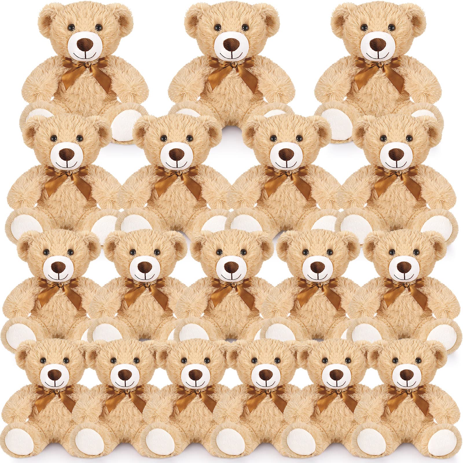 Zhanmai 18 Pcs 14 Inch Bears Stuffed Animal 2024 Graduation Gifts Bulk Plush Bear Toys for Birthday Baby Shower Party Favor(Light Brown)