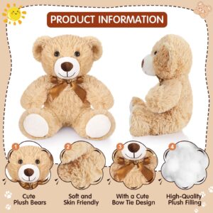 Zhanmai 18 Pcs 14 Inch Bears Stuffed Animal 2024 Graduation Gifts Bulk Plush Bear Toys for Birthday Baby Shower Party Favor(Light Brown)