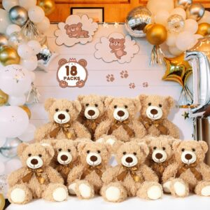 Zhanmai 18 Pcs 14 Inch Bears Stuffed Animal 2024 Graduation Gifts Bulk Plush Bear Toys for Birthday Baby Shower Party Favor(Light Brown)