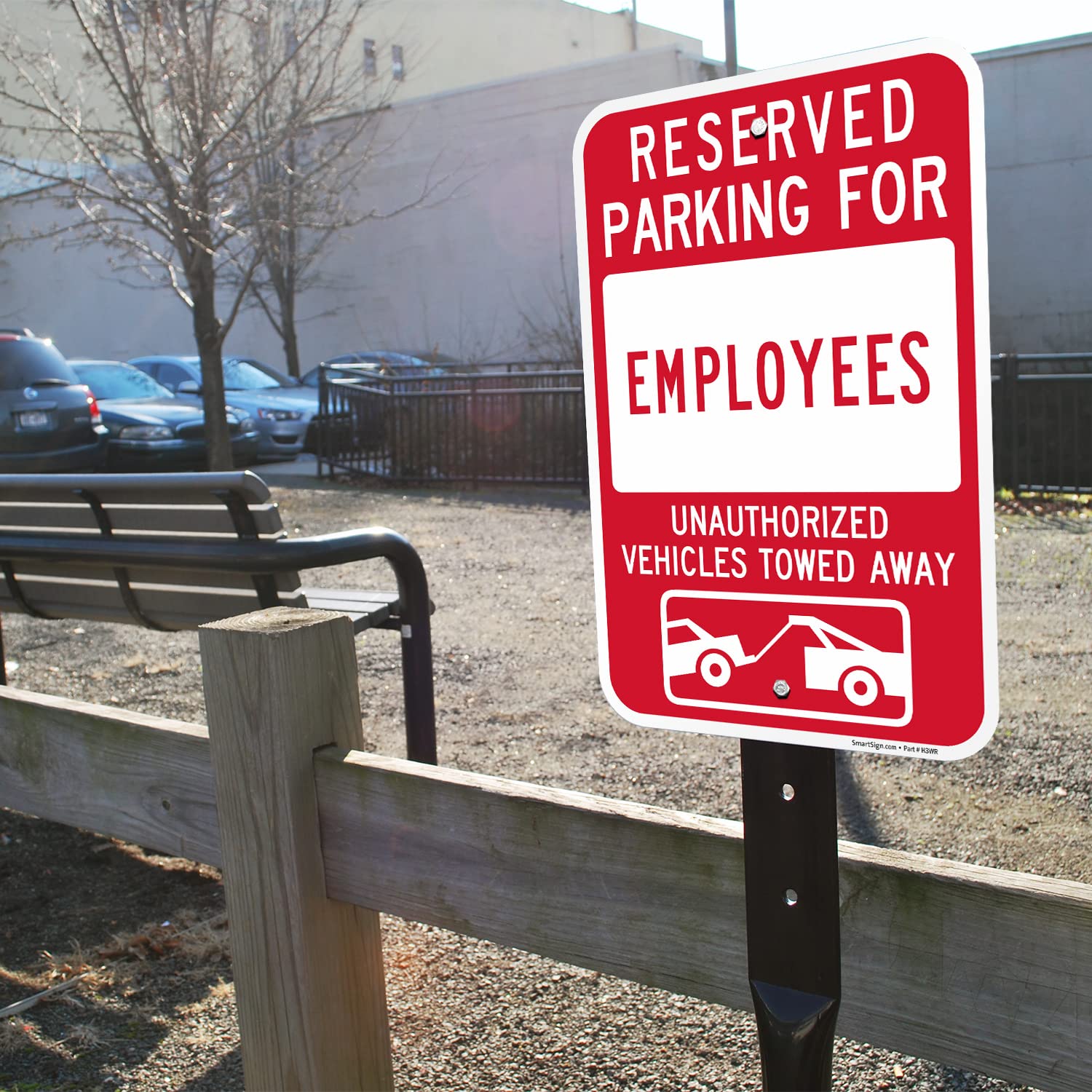 SmartSign Reserved Parking For Employees Sign - 2 Pack, Unauthorized Vehicles Towed Sign, 18 x 12 inch, 2mm Thick Aluminum Composite, Red and White, Made in USA