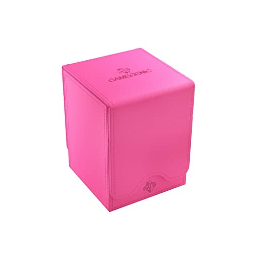 Gamegenic Squire 100+ XL Convertible Deck Box | Card Storage Box with Removable Cover Clips | Holds 100 Double-Sleeved Cards in Extra Thick Inner Card Sleeves | Pink Color | Made (GGS20103ML)