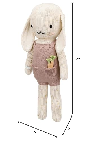 cuddle + kind Harper The Bunny Little 13" Hand-Knit Doll – 1 Doll = 10 Meals, Fair Trade, Heirloom Quality, Handcrafted in Peru, 100% Cotton Yarn