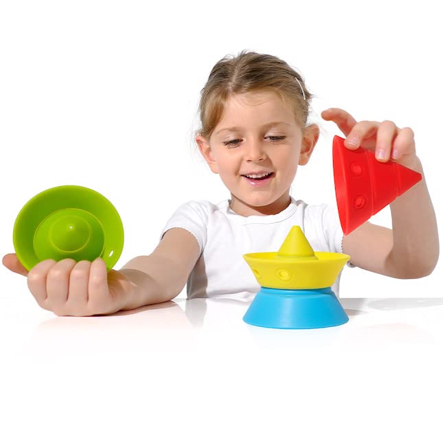 Fat Brain Toys Hix by MOLUK - Tropical - Foldable Silicone Stacking Cones, Ages 2+