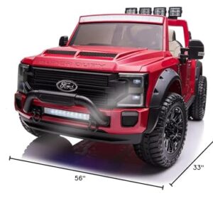 2024 Ford F450 Two (2) Seater 24V Ride On Kids Car Truck w/Remote | Large 24V Battery Licensed Kid Car to Drive 3 Speeds, Leather Seat, MP3 Music by Bluetooth, FM Radio, Rubber Tires