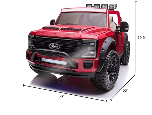 2024 Ford F450 Two (2) Seater 24V Ride On Kids Car Truck w/Remote | Large 24V Battery Licensed Kid Car to Drive 3 Speeds, Leather Seat, MP3 Music by Bluetooth, FM Radio, Rubber Tires